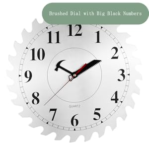 Brushed dial wall clock with big black numbers