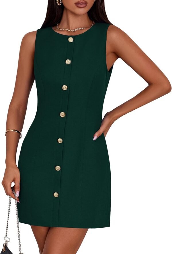 Work Dresses for Women 2025 Summer Business Formal Short Dress Sleeveless Button Down Elegant Office Outfits