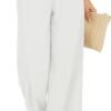 Women Flowy Pants Drawstring Waist Wide Leg Palazzo Beach Pants Loose Fit with Pockets