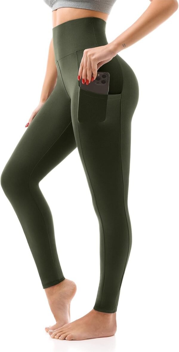High Waisted Leggings with Pockets Women. Full Length Capri Buttery Soft Stretchy Yoga Pants