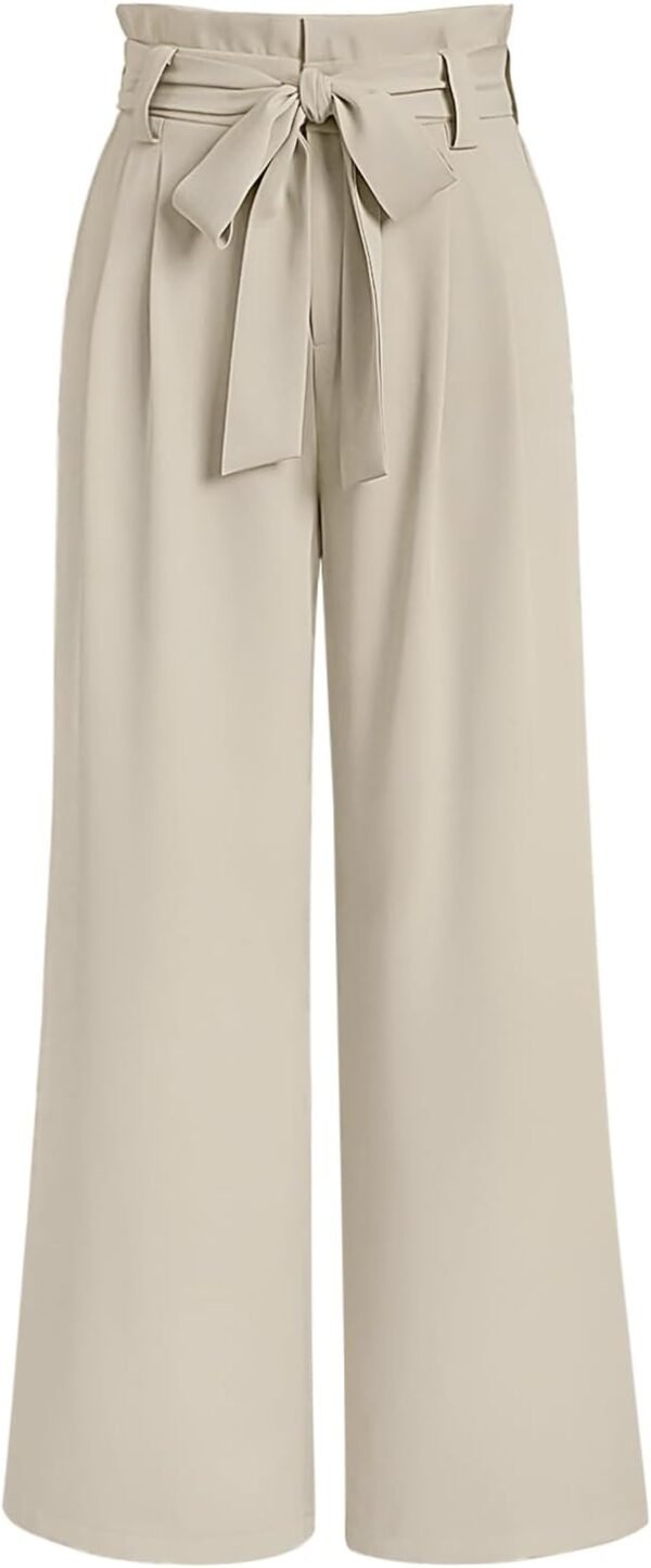 Wide Leg Dress Pants Women's Paperbag High Waisted Business Casual Trousers with Removable Belt