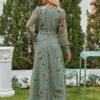 Women's Floral Maxi Dress 2025 Fall V Neck Puff Long Sleeve Flowy Casual Wedding Guest Tee Party Tulle Dresses