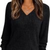 Women's V Neck Long Sleeve Shirt Fall Fashion Tops Tunic Dressy Casual Sweater Clothes Cute Trendy Work Outfits 2025