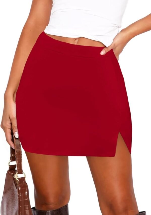 Women's Side Slit High Waisted Mini Skirt Stretchy Bodycon Skort 2025 Y2K Club Skirts with Underneath