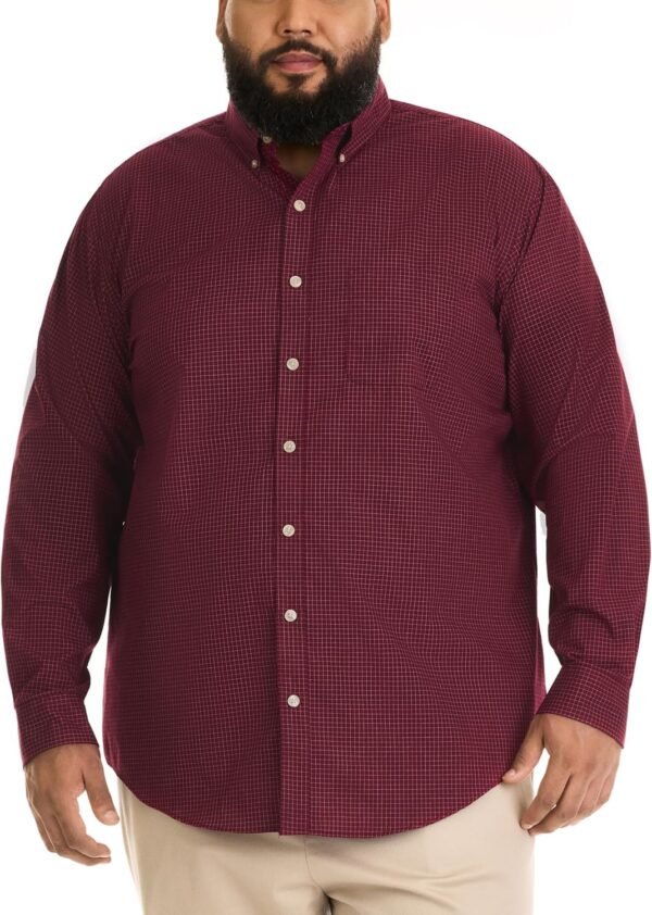 Men's Big and Tall Long-Sleeve Traveler No-Iron Button-Front Shirt