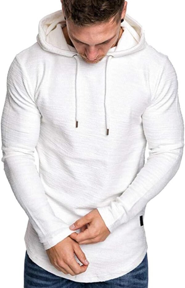 Mens Fashion Athletic Hoodies Sport Sweatshirt Solid Color Fleece Pullover