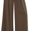 Womens Fall Wide Leg Trousers 2025 High Elastic Waist Loose Pleated Long Flowy Palazzo Work Pants with Pockets
