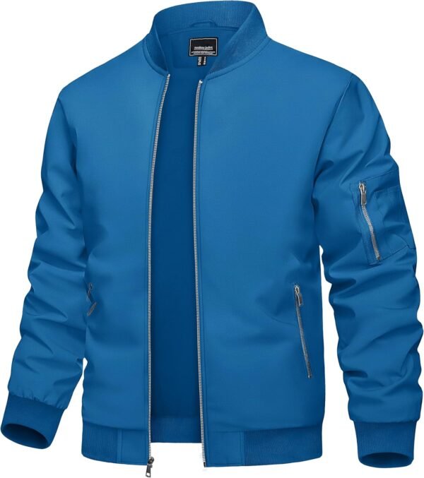 Men's Bomber Jacket Lightweight Casual Spring Fall Windbreaker Zip Up Coat with Pocket