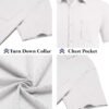 Men's Button Down Short Sleeve Shirt Casual Cotton Summer Beach Linen Wedding Shirts with Pocket