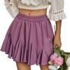 Women's Pleated Skater Skirt Basic Casual High Waisted Ruffles Flared Mini Lingerie Skirts