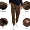 Mens Corduroy Joggers Pants Casual Cargo Pants Drawstring Elastic Waist Baggy Tapered Sweatpants with Pockets