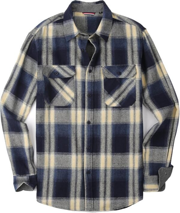 Mens Button Down Shirts Flannel Shirt Long Sleeve