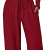 Women's 2 Piece Matching Lounge Set Long Sleeve Slightly Crop Top Wide Leg Pants Casual Sweatsuit