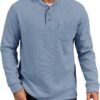 2f090388e62c47609d72033fb98990d2 Mens Waffle Fleece-Lined Henley Shirts Heavyweight Thermal Long Sleeve Casual Solid Pullover (S-XXL)