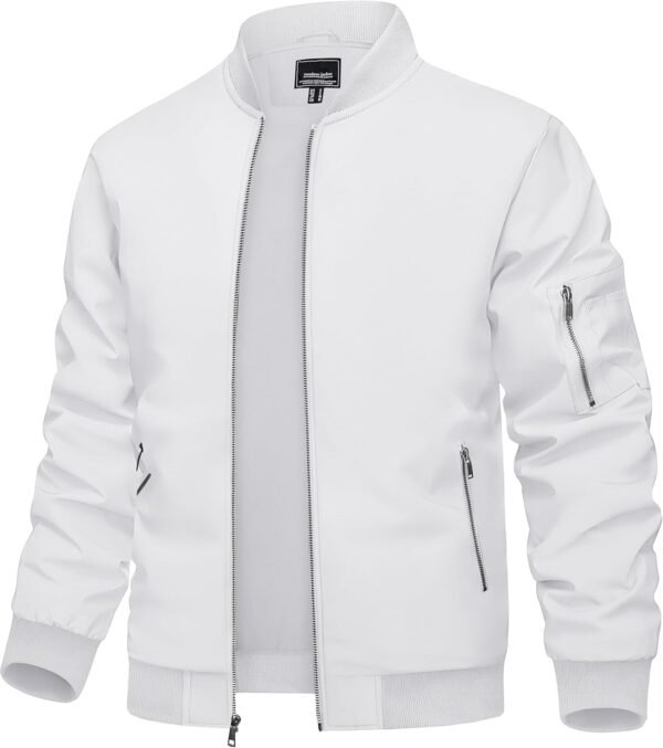 Men's Bomber Jacket Lightweight Casual Spring Fall Windbreaker Zip Up Coat with Pocket