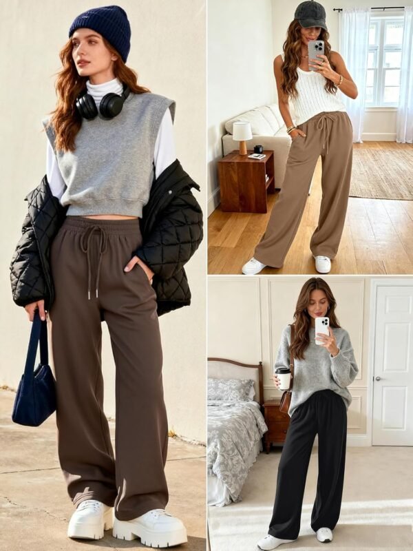 Womens Wide Leg Fleece Lined Sweatpants Winter Baggy Lounge Travel Pants Fashion Outfits 2025 Joggers Clothes