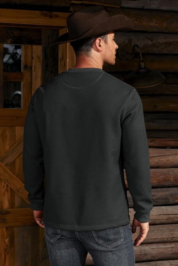 3a06f6081f5c4fcc991644e3ba62f8e9 Mens Waffle Fleece-Lined Henley Shirts Heavyweight Thermal Long Sleeve Casual Solid Pullover (S-XXL)