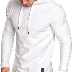 Mens Fashion Athletic Hoodies Sport Sweatshirt Solid Color Fleece Pullover