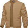 Men's Bomber Jacket Lightweight Casual Spring Fall Windbreaker Zip Up Coat with Pocket