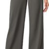 Womens Dress Pants Wide Leg Pull On Stretchy Work Pants Women High Waisted Business Casual Trousers with Pockets