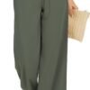 Women Flowy Pants Drawstring Waist Wide Leg Palazzo Beach Pants Loose Fit with Pockets