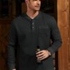 5065847df4164ce1a9d1e27b381db9a8 Mens Waffle Fleece-Lined Henley Shirts Heavyweight Thermal Long Sleeve Casual Solid Pullover (S-XXL)