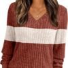Women's V Neck Long Sleeve Shirt Fall Fashion Tops Tunic Dressy Casual Sweater Clothes Cute Trendy Work Outfits 2025