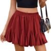 Women's Pleated Skater Skirt Basic Casual High Waisted Ruffles Flared Mini Lingerie Skirts