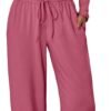 Women's 2 Piece Matching Lounge Set Long Sleeve Slightly Crop Top Wide Leg Pants Casual Sweatsuit
