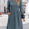 Women's Fall Sweater Dresses with Pockets Crew Neck Long Sleeve A-Line Dresses for Women 2025 Casual Winter Dresses