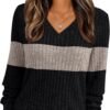 Women's V Neck Long Sleeve Shirt Fall Fashion Tops Tunic Dressy Casual Sweater Clothes Cute Trendy Work Outfits 2025