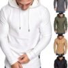 Mens Fashion Athletic Hoodies Sport Sweatshirt Solid Color Fleece Pullover