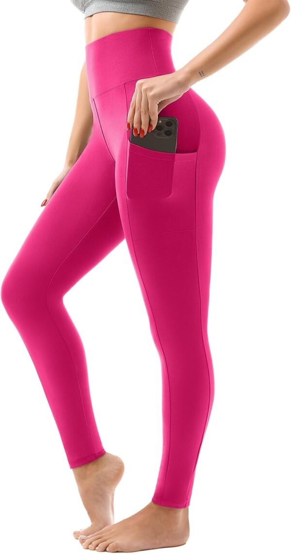 High Waisted Leggings with Pockets Women. Full Length Capri Buttery Soft Stretchy Yoga Pants