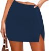 Women's Side Slit High Waisted Mini Skirt Stretchy Bodycon Skort 2025 Y2K Club Skirts with Underneath