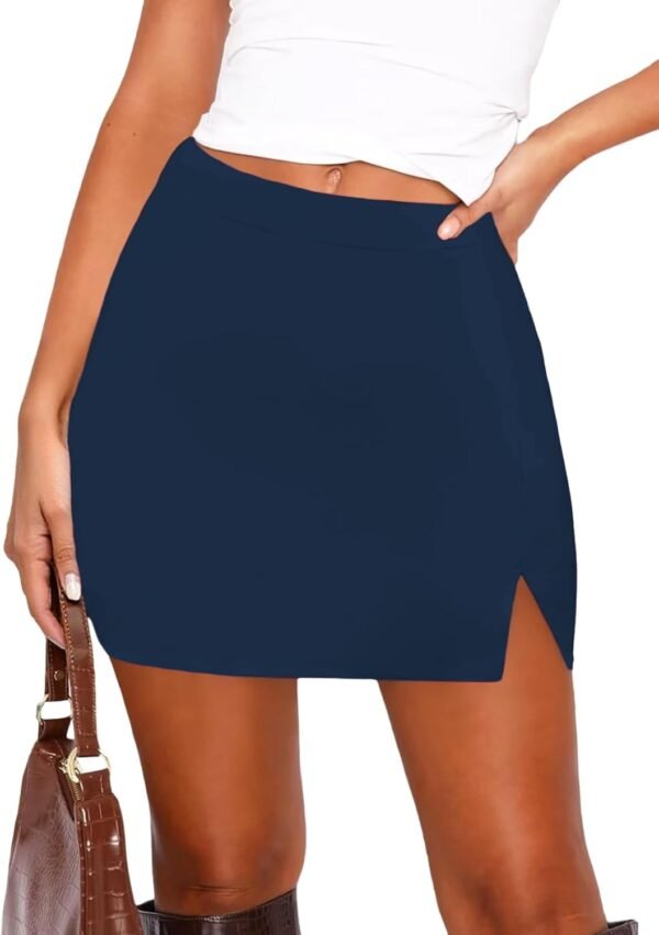 Women's Side Slit High Waisted Mini Skirt Stretchy Bodycon Skort 2025 Y2K Club Skirts with Underneath