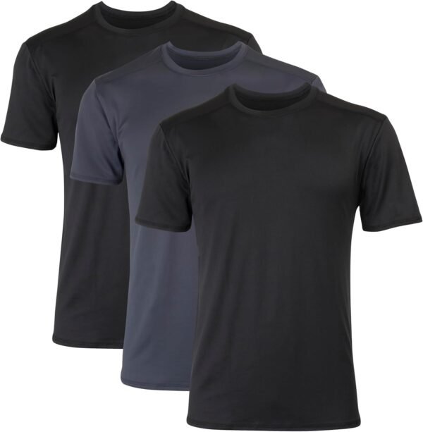 Men's Moves Breathable Mesh Back T-Shirt. X-Temp Moisture-Wicking Tee. White or Black/Grey. 3-Pack