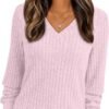 Women's V Neck Long Sleeve Shirt Fall Fashion Tops Tunic Dressy Casual Sweater Clothes Cute Trendy Work Outfits 2025
