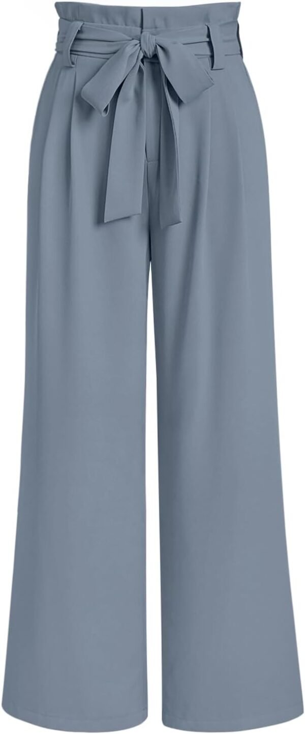 Wide Leg Dress Pants Women's Paperbag High Waisted Business Casual Trousers with Removable Belt