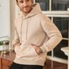 Mens Casual Cotton Hooded Collar Drawstring Hoodies Pullover Sweatshirts Casual Long Sleeve Shirts