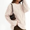 Women's Oversized Cable Knit Crewneck Sweaters