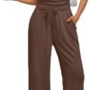 2 Piece Matching Summer Sweatsuit Lounge Set Womens Wide Leg Pants Side Ruching Crop Top Sets