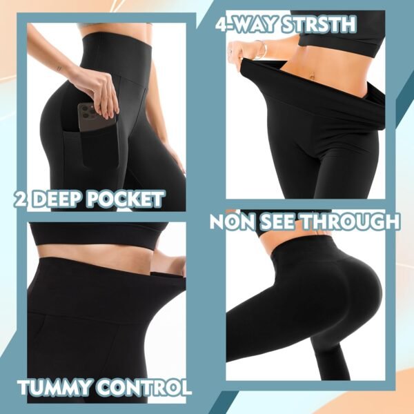 High Waisted Leggings with Pockets Women. Full Length Capri Buttery Soft Stretchy Yoga Pants