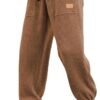 Mens Corduroy Joggers Pants Casual Cargo Pants Drawstring Elastic Waist Baggy Tapered Sweatpants with Pockets