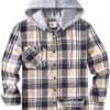 Men's Flannel Hoodie Shirts Casual Button Down Plaid Shirt Jackets for Men Long Sleeve Stylish Hooded with Pocket