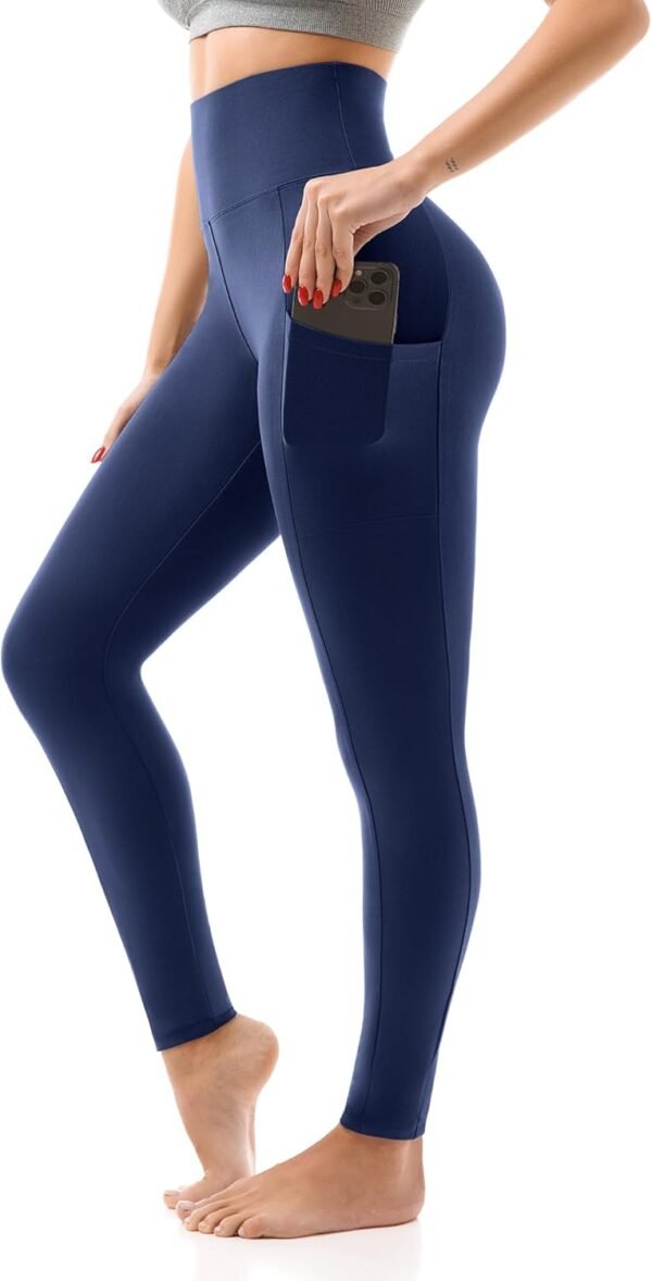 High Waisted Leggings with Pockets Women. Full Length Capri Buttery Soft Stretchy Yoga Pants