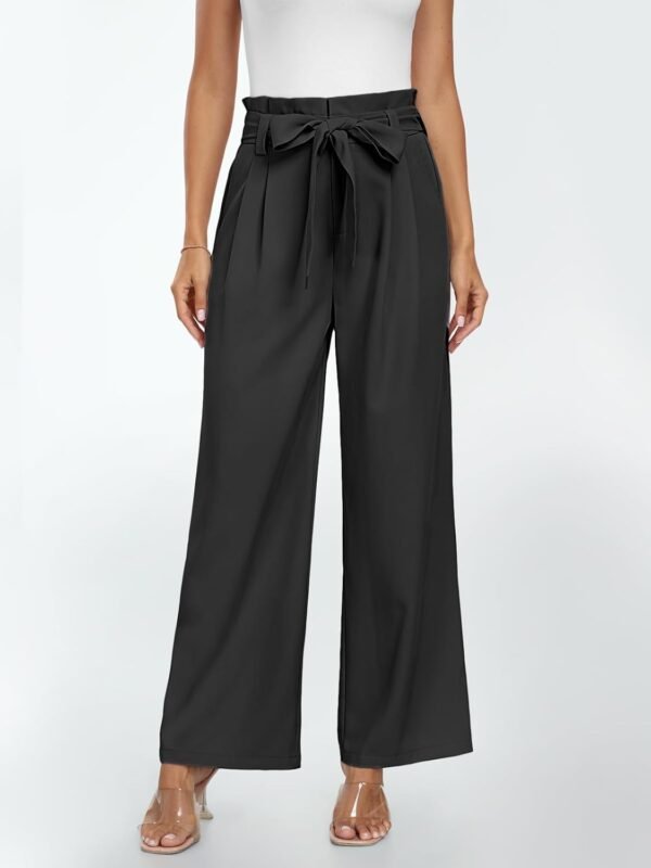 Wide Leg Dress Pants Women's Paperbag High Waisted Business Casual Trousers with Removable Belt