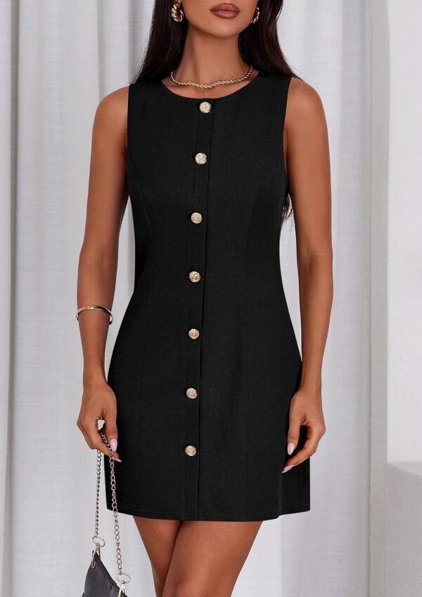 Work Dresses for Women 2025 Summer Business Formal Short Dress Sleeveless Button Down Elegant Office Outfits