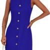 Work Dresses for Women 2025 Summer Business Formal Short Dress Sleeveless Button Down Elegant Office Outfits