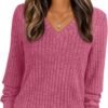 Women's V Neck Long Sleeve Shirt Fall Fashion Tops Tunic Dressy Casual Sweater Clothes Cute Trendy Work Outfits 2025