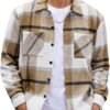 Men's Flannel Shirts Casual Button Down Plaid Shirt Jacket Long Sleeve Fleece Shacket with Pockets